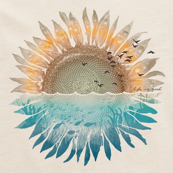 Life is Good Under Sunflower Short Sleeve Crusher Vee - Picture 2 of 9